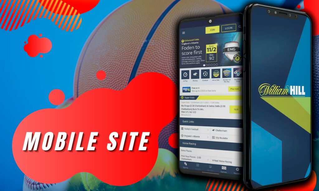 Features on the William Hill mobile site